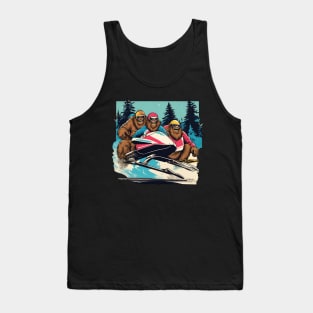 Funny Bigfoot Team Bobsleigh in Winter Time Vintage Bigfoot Dad Tank Top